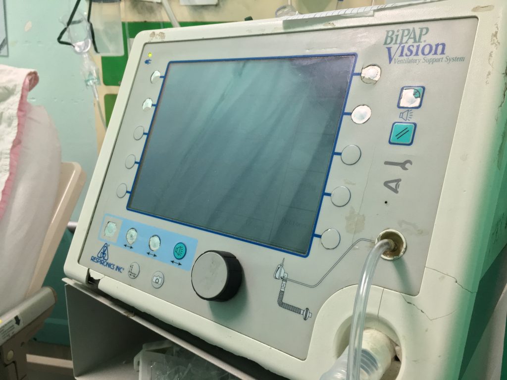 A closeup view of a BiPAP machine